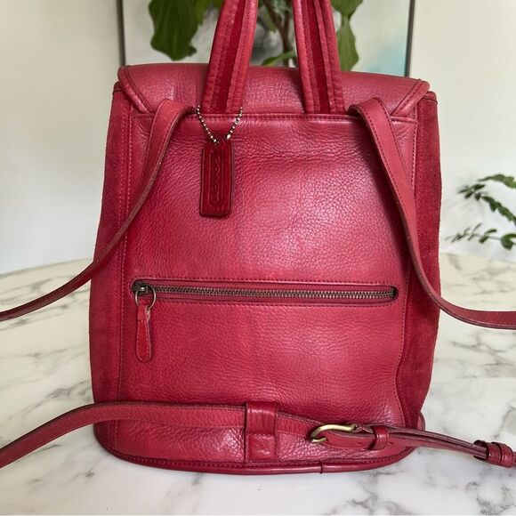 Coach Vintage Berkeley Convertible Backpack 9016 Red Leather and Suede Ruff Out main image 9